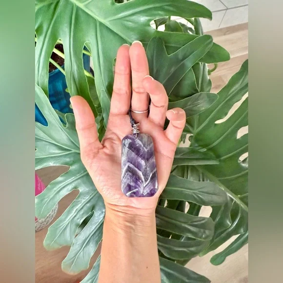 Chevron Amethyst Pendant || handmade - Picture 1 of 6